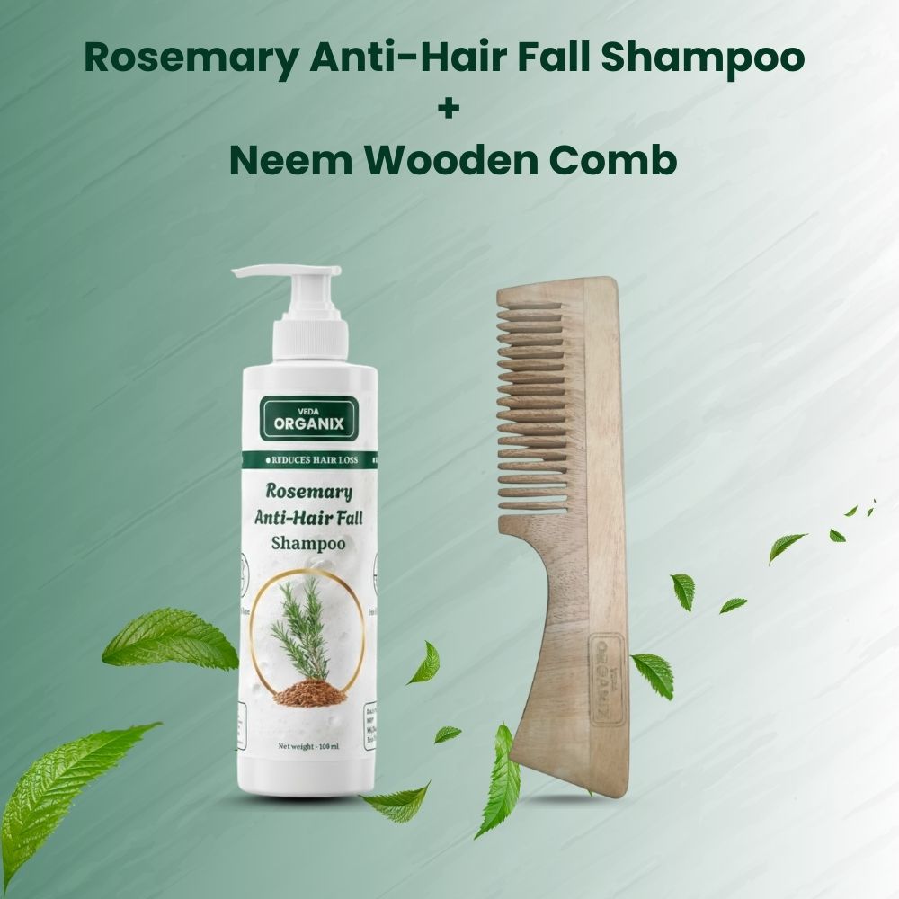 Rosemary Anti-Hair Fall Shampoo + Neem Wooden Comb