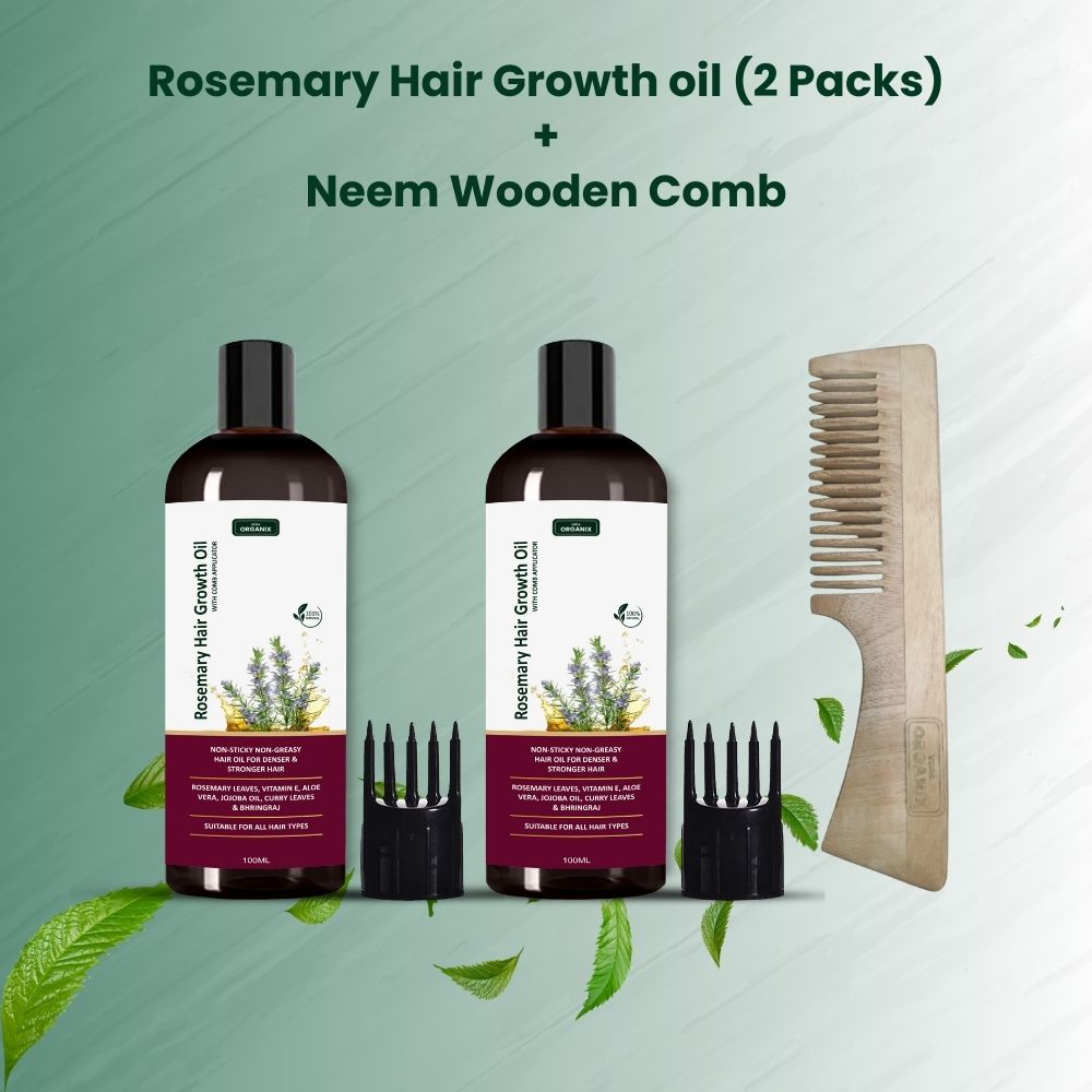Rosemary Hair Growth oil (2 Packs) + Neem Wooden Comb